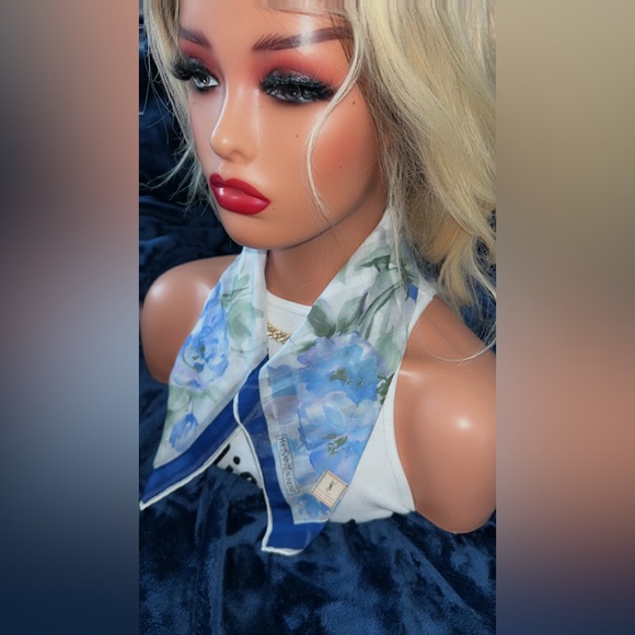 Yves Saint Laurent Blue and White Scarf - Picture 3 of 12